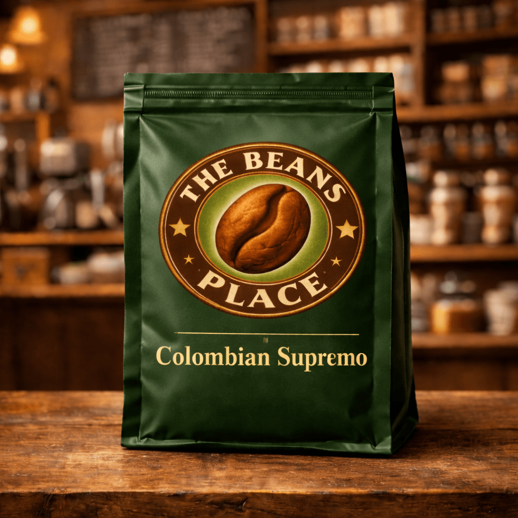 Colombian Supremo product bag from The Beans Place